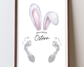 Osterposter personalisiert, Mein erstes Ostern Poster, Osterdeko Baby, Ostergeschenk Baby, Fußabdruck Baby Poster, Ostergeschenk DIY