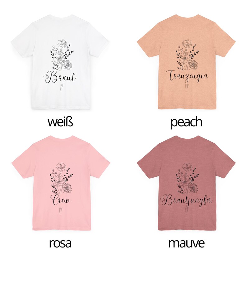 Braut und Crew Shirts für den JGA, Team Braut, Personalisiertes Geschenk, Geschenk Trauzeugin, Junggesellinnenabschied, Brautjungfer