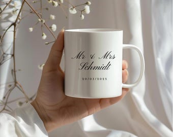 Hochzeit Kaffeetasse, Etsy Hochzeitsgeschenk, Hochzeitsbecher mit Namen, Brautpaar Tasse, Tassenset Hochzeit, personalisiert Tasse Hochzeit