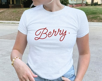 Camiseta de bebé Berry, camiseta de bebé Y2K, top corto retro de los años 2000, camiseta corta femenina, regalo con texto para mujer