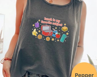 My Favorite Subject Is Lunch Comfort Colors Shirt, Cute Food Tee, Burrito Pea Ice Cream Milk Kids Teacher Shirt, Funny Back to School Gift