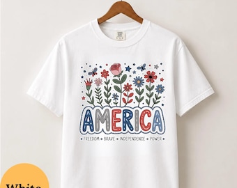 Comfort Colors Floral 250th Anniversary Shirt, Wildflower Independence Day Tee