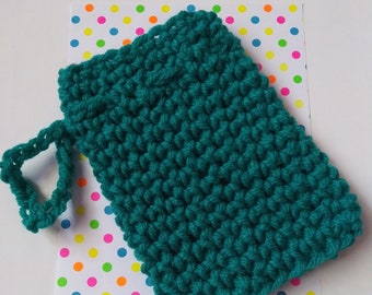 crochet teal soap saver