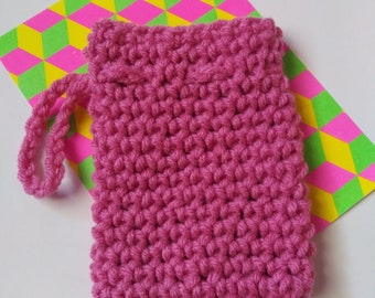 crochet pink soap saver