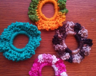 set of 4 crochet hair scrunchies