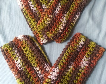 crochet 100% cotton washcloths dishcloths set of 4 fall colors