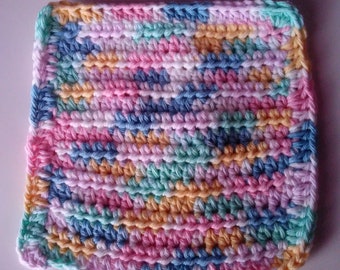 crochet 100% cotton baby multicolored washcloth