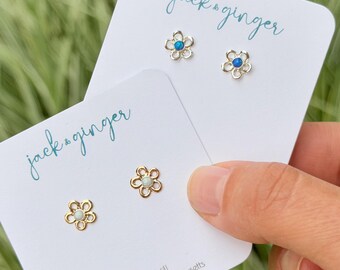 READY TO SHIP - Mini Gemstone Flower Studs