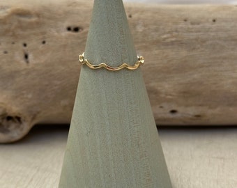 14k Solid Gold MerWave Stacking Ring