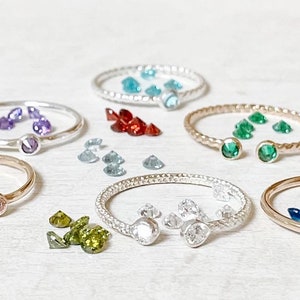 CiCi Stapelring - Dubbelt infattade stenar