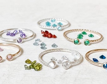 CiCi Stacking Ring - Double Set Stones