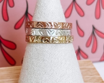 Heart Stamped Stacking Ring