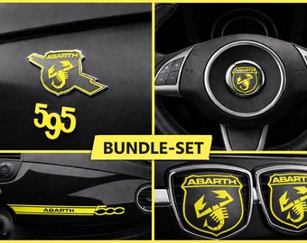 Fiat 500 / 595 Abarth Emblem Overlay Set | Premium Vinyl Sticker Bundle | Custom Badge Cover | Motorsport look | Easy Install