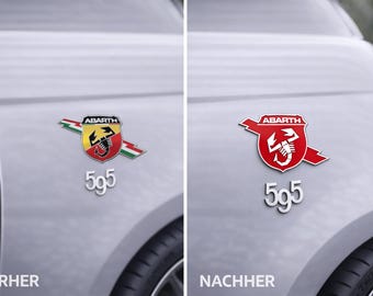 Fiat 500 Abarth Sticker, Emblem Overlay, Vinyl Decal, Custom Look, precisely fitting for fender emblem, Abarth Scorpion Decal Custom