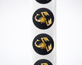 Fiat 500 Abarth Wheel Center Cap Stickers – 4pcs Hub Stickers for Fiat Abarth – 50 mm 60 mm – Abarth Scorpion Wheel Cap Decals – All Colors