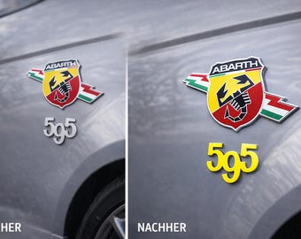 Fiat 500 Abarth Sticker Emblem Overlay / Vinyl Sticker for Original Emblem / Custom Look, precisely fitting for fender 595