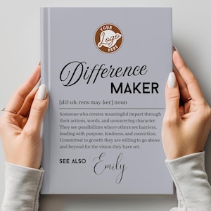 Personalized Difference Maker Journal, Customized Employee Appreciation Gift with Logo, Branded Workplace Gifts, Custom Staff Thank You Gift