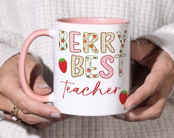 Beere beste Lehrer Tasse | Nettes Geschenk für Erzieher | Erdbeere Lehrer Geschenk | Zweifarbige 11 Unzen Kaffeetasse