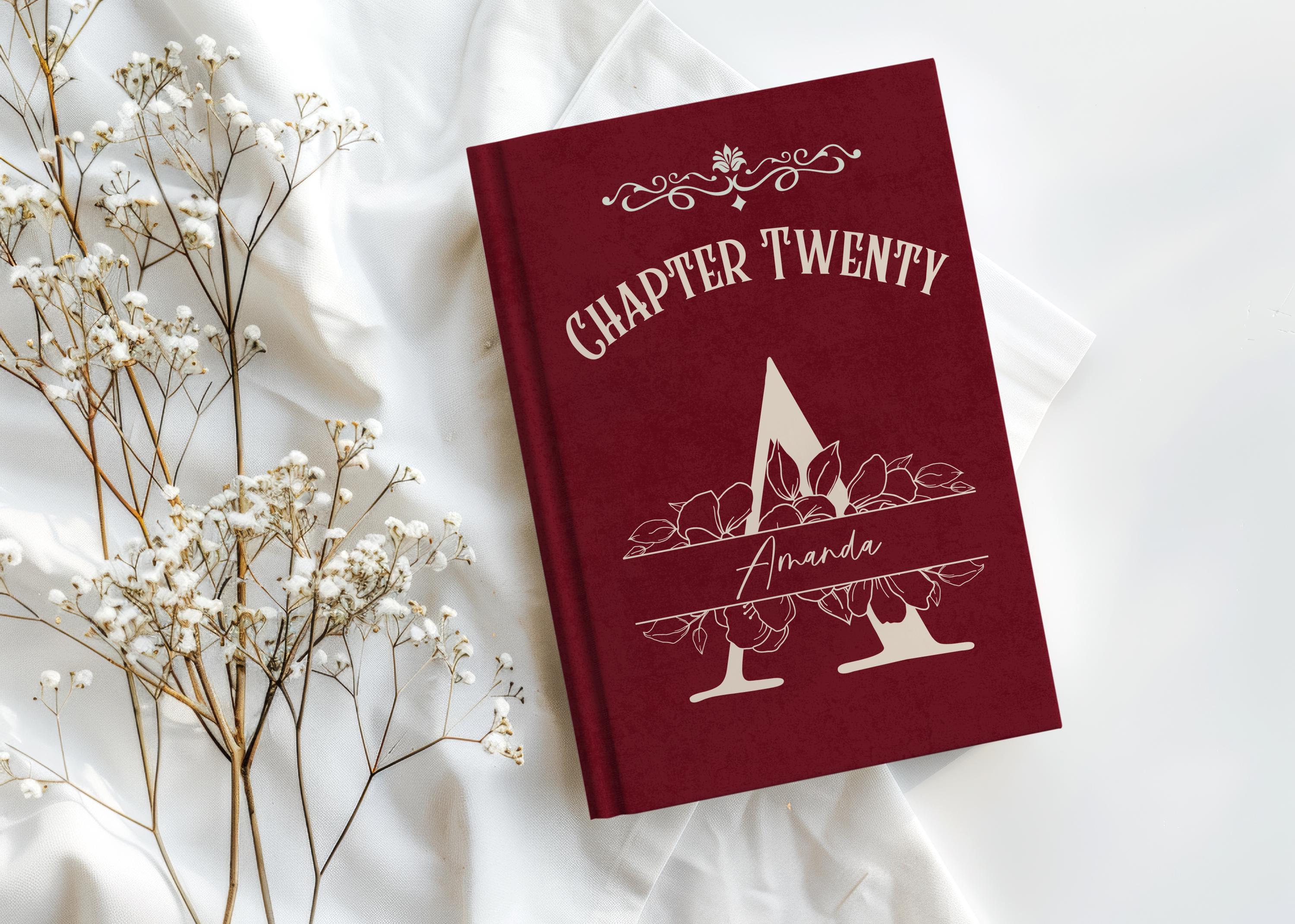 Personalized Chapter 20 Journal with Custom Name and Initial, 20th Birthday Gift for Best Friend, Keepsake Notebook, Bookish Diary for Her