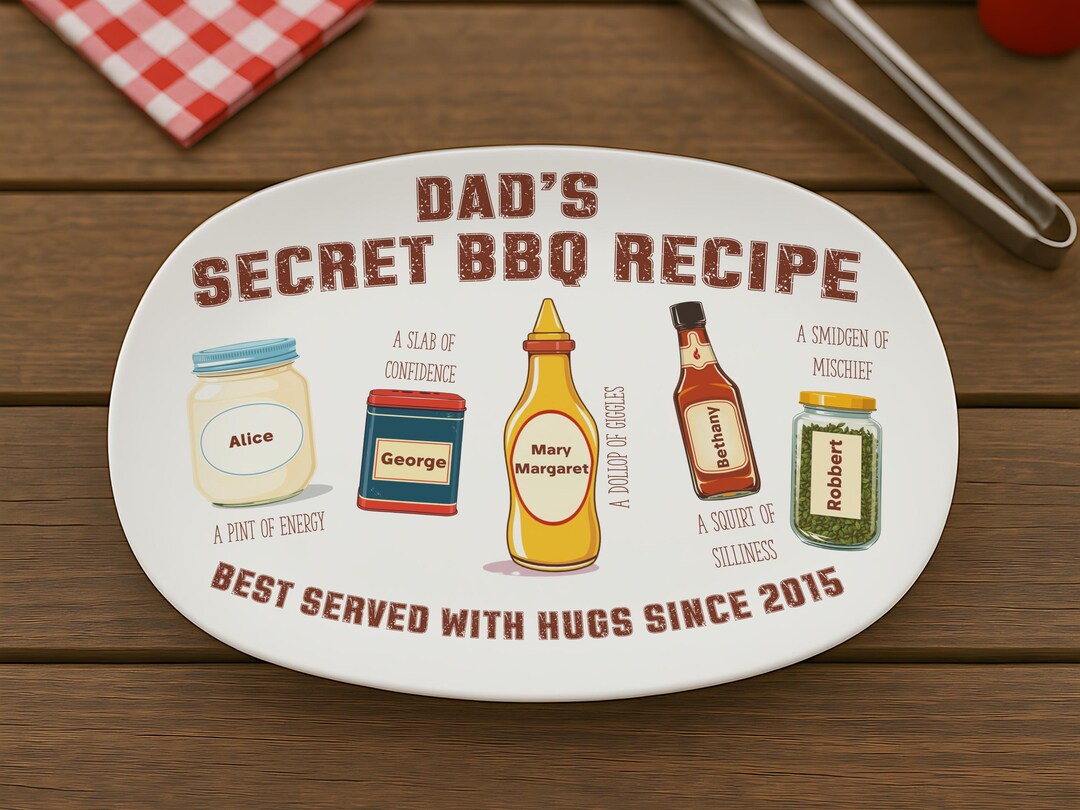 Custom BBQ Grill Platter for Dad, Personalized Grilling Plate, Funny ...
