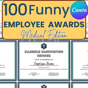 Funny Awards for Appreciated Nurses & Doctor Recognition | Hospital Humor Superlatives | Nurse Appreciation Certificates | Medical Staff Fun