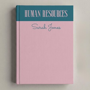 Personalized Human Resources Notebook, HR Manager Journal, Custom Office Gift for Human Resource Manager, Coworker Gifts for HR Department Teal & Dusty Pink