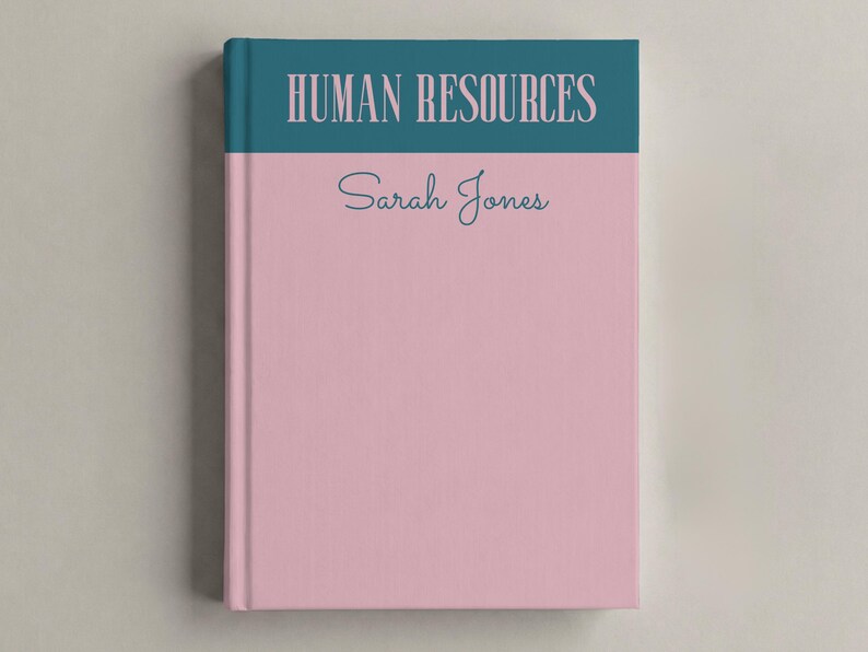 Personalized Human Resources Notebook, HR Manager Journal, Custom Office Gift for Human Resource Manager, Coworker Gifts for HR Department Teal & Dusty Pink