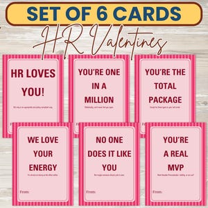 Funny HR Valentine Cards | Printable Office Humor Valentines for Coworkers | Human Resources Themed Valentine Download | VD05