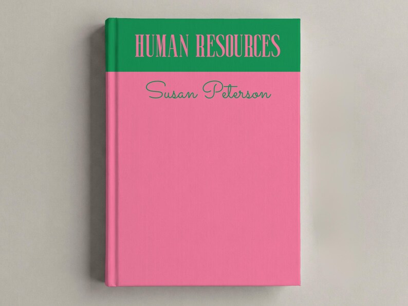 Personalized Human Resources Notebook, HR Manager Journal, Custom Office Gift for Human Resource Manager, Coworker Gifts for HR Department Green & Pink