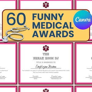 Funny Awards for Appreciated Nurses & Doctor Recognition | Hospital Humor Superlatives | Nurse Appreciation Certificates | Medical Staff Fun