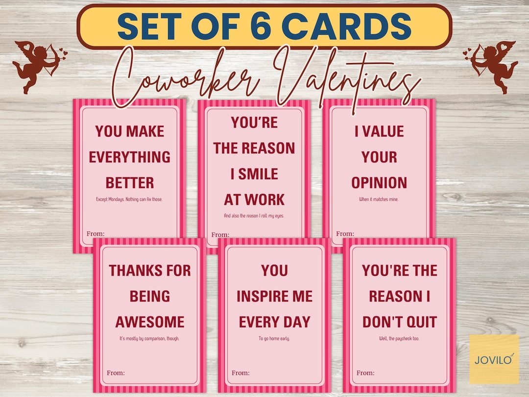 Printable Funny Valentines for Coworkers Workplace Valentines Day Cards ...