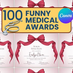 Funny Nursing Awards | Editable Certificates for Nurse Appreciation | Healthcare Team Recognition & Hospital Humor |  Medical Staff Award