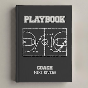 May include: A black hardback book titled PLAYBOOK with a white graphic of a basketball court diagram featuring arrows and circles. Below the diagram, the word COACH is printed in a block font, followed by the name MIKE RIVERS in white text.
