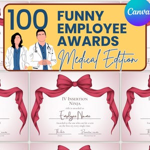 Funny Nursing Awards | Editable Certificates for Nurse Appreciation | Healthcare Team Recognition & Hospital Humor |  Medical Staff Award