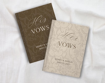 Neutral Wedding Vow Books for Marriage Ceremony | Personalized Hard Cover Vow Book | Customizable His and Her Vows | Wedding Keepsake