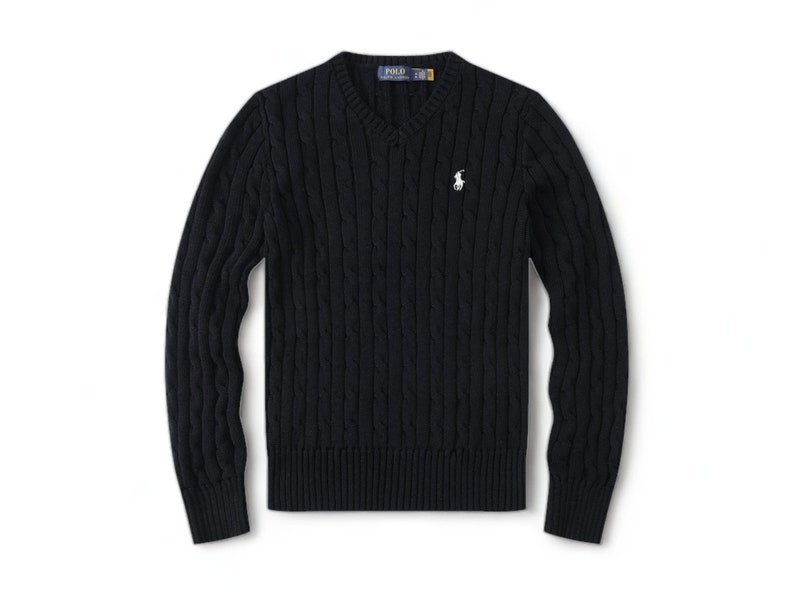 Ralph Lauren Cable Knit Sweater Long Sleeve Jumper Mens or Womens V-Neck or Crew Neck Warm and Smart Gift zdjęcie 8