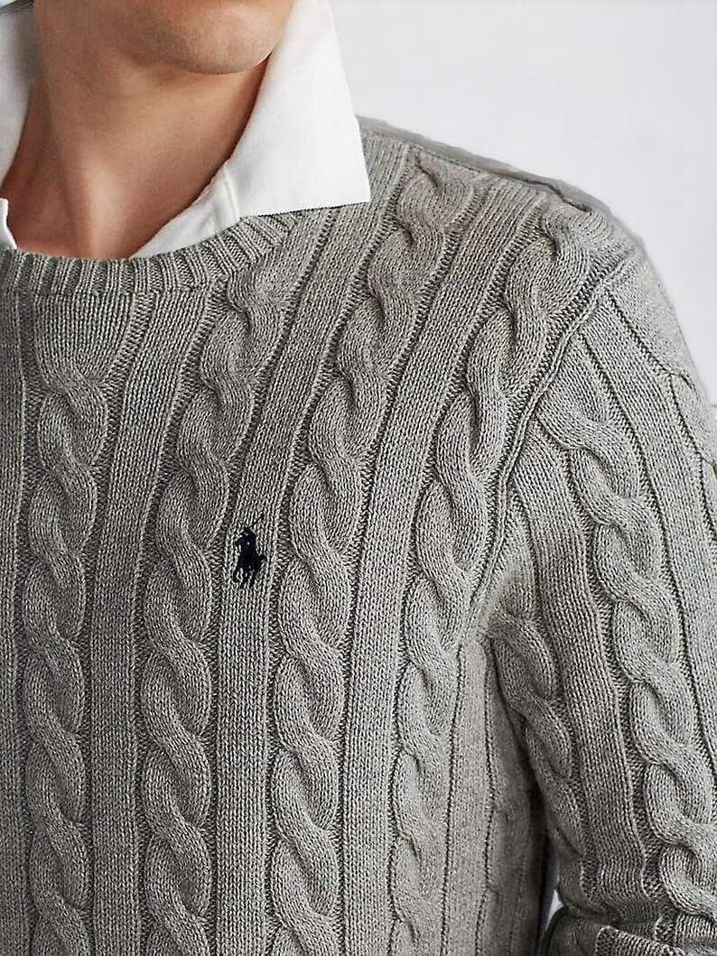 Pull en tricot torsadé Ralph Lauren pull à manches longues pour homme ou femme col en V ou col rond cadeau chaud et élégant image 2