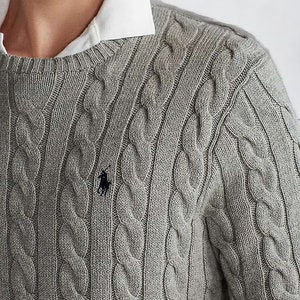 Ralph Lauren cable punto suéter regalo inteligente cálido cuello redondo inspirado jersey de manga larga hombres V cuello o cuello redondo él y ella imagen 2