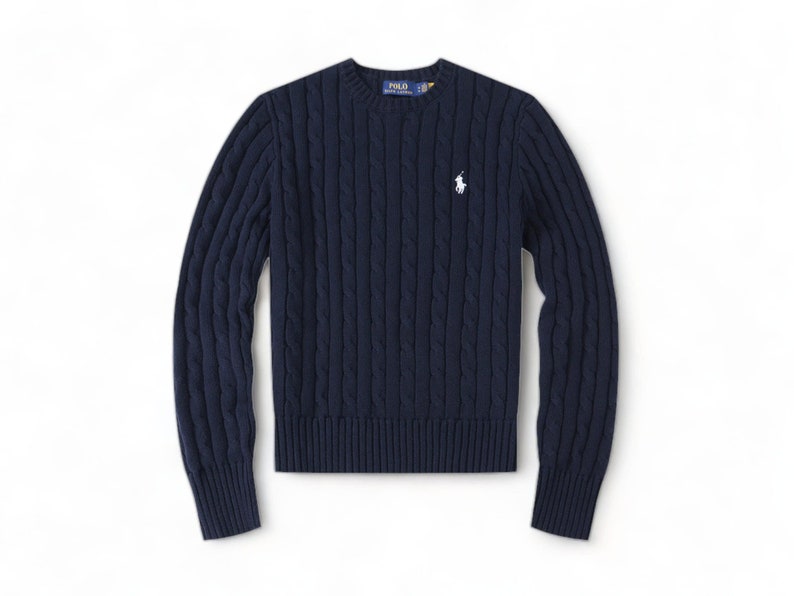 Pull en maille torsadée Ralph Lauren, cadeau élégant, col rond inspiré, pull à manches longues chaud pour homme, col en V ou col rond, lui et elle image 6