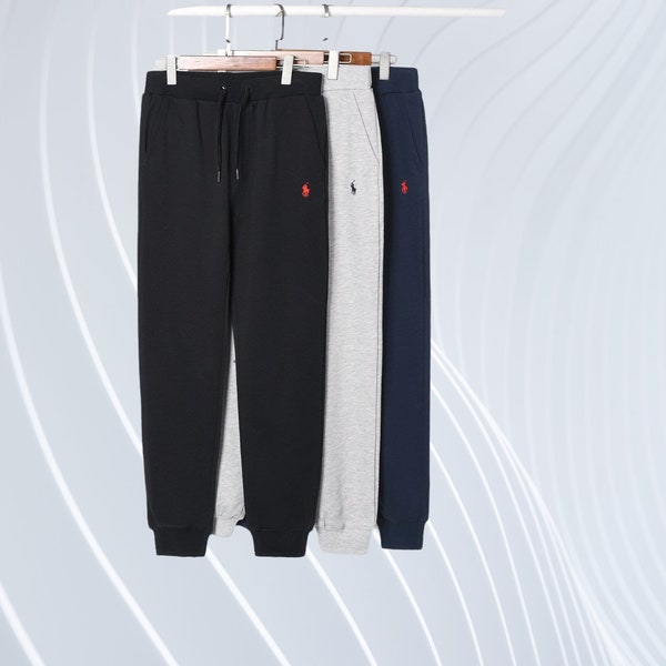 Ralph Lauren Mens Double-Knit Joggers - RL Logo Cotton M-XXL Trousers - Casual Wear or Smart Gift for Him