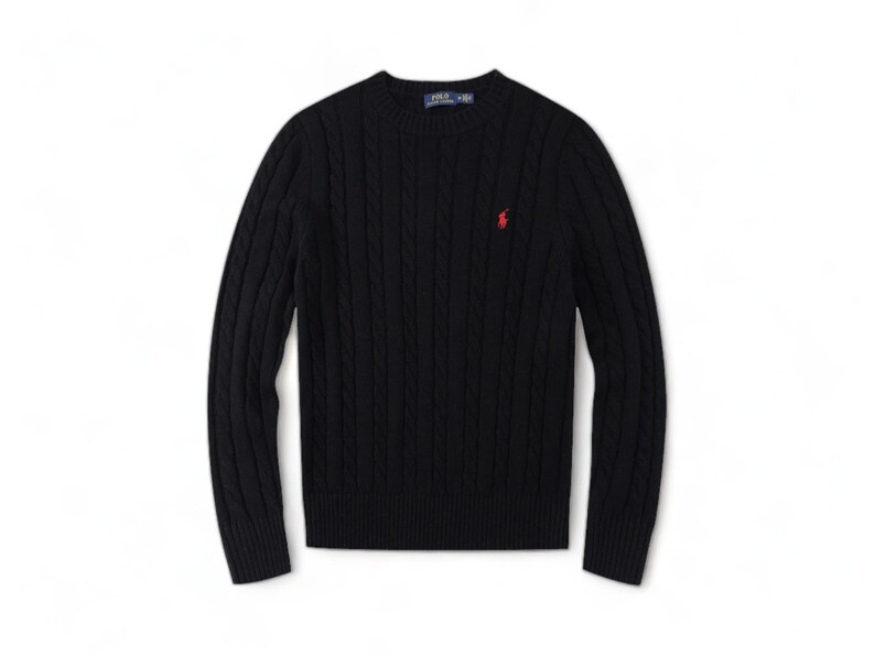 Pull en maille torsadée Ralph Lauren, cadeau élégant, col rond inspiré, pull à manches longues chaud pour homme, col en V ou col rond, lui et elle image 4