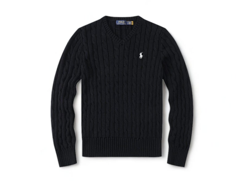 Ralph Lauren cable punto suéter regalo inteligente cálido cuello redondo inspirado jersey de manga larga hombres V cuello o cuello redondo él y ella imagen 8