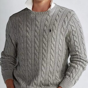 Ralph Lauren cable punto suéter regalo inteligente cálido cuello redondo inspirado jersey de manga larga hombres V cuello o cuello redondo él y ella imagen 3