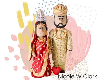 Indian wedding cake topper, Sikh bride and groom cake top, Lehenga and Saree topper, Pakistan wedding cake topper, Hindu sari cake topper