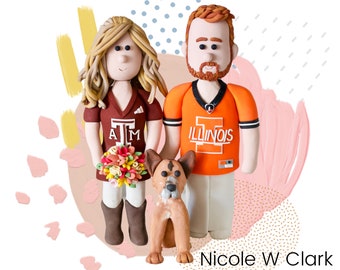 Texas Aggie Football wedding Topper -College Football Wedding Top- Rugby wedding- Sporty Topper - Bride and groom wedding figures