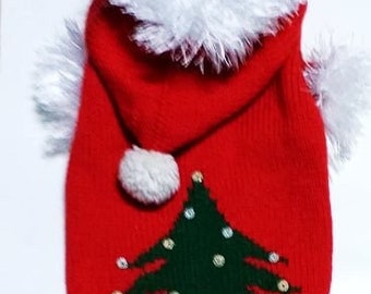 on SALE -  girth 16 "  - neck 14 "  - length 17 " - dachshund  GIRL christmas jumper sweater-handknit-dachshund or italien greyhound sweater