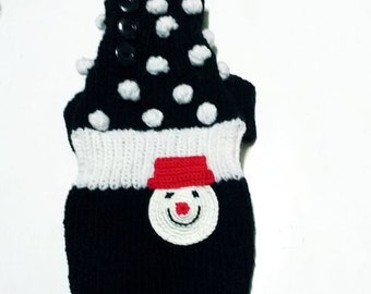 on SALE-girth  12 "- neck 7  " -  length 11,4  "-pet sweater - pet jumper-snowman - small breed jumpers - yorkshire or similar breed