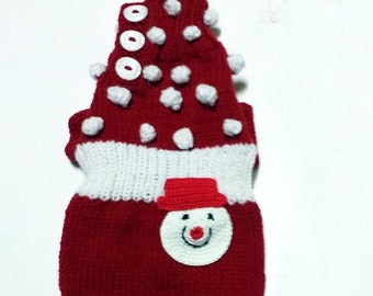 on SALE -girth 12 "  - neck  8  "  - length 12, 5  "- yorkshire or similar breed-pet jumper- pet sweater-pet jacket- snowman-handknit