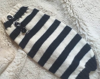 SALE - body length 13 " - Girth 16 " - Neck 11 " - classic striped warm pet sweater - ideal for minature dachshund and other breed