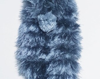 SALE - Girth 14 " - Neck 7 " - body length 11 " - Unisex - fluffy long hair yarn warm winter pet sweater -winter pet hoodie -warm pet jacket